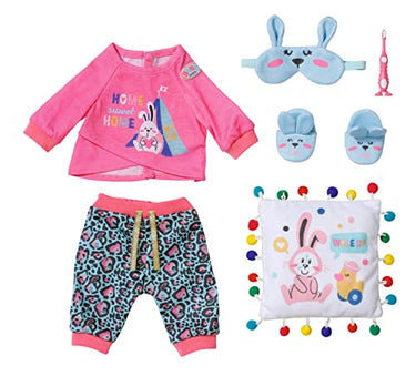Zapf Creation 835265 Baby Born Bath Deluxe Gute Nacht Set 43 cm-Puppenzubehör und Accessoires bestehend aus Shirt, Hose, Pantoffeln, Schlafmaske, Kissen und Zahnbürste im Sale
